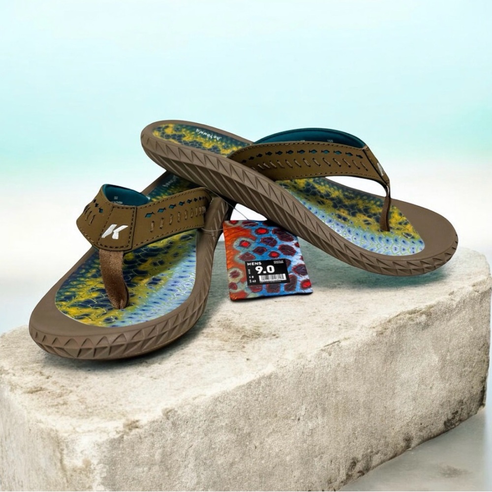 Korkers Fish Flip Bass DeYoung Mens 9 Flip Flops Sandals NIB